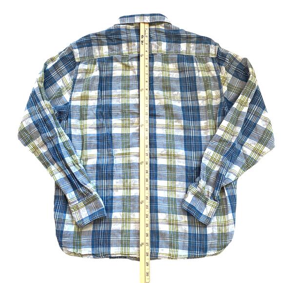 Tommy Bahama Shirt Mens Size Large Blue Plaid Flip Cuffs Button Up Long Sleeve - Picture 8 of 10